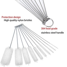 Long Straw Brush, Nylon Pipe Tube Cleaner 8-ihch 10 Different Diameters Set of 10 Long Straw Brush, Nylon Pipe Tube Cleaner 8-ihch 10 Different Diameters Set of 10