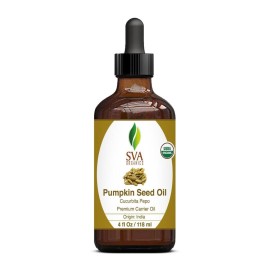 SVA Pumpkin Seed Oil Organic - 4 Fl Oz - 100% Natural Cold Pressed Organic Pumpkin oil - for Face, Skin Care, Hair Care, Scalp Massage & Body Massage - Carrier Oil with Dropper SVA Pumpkin Seed Oil Organic - 4 Fl Oz - 100% Natural Cold Pressed Organic Pumpkin oil - for Face, Skin Care, Hair Care, Scalp Massage & Body Massage - Carrier Oil with Dropper