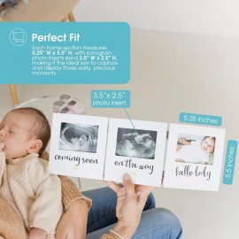 Pearhead Triple Sonogram Keepsake Photo Frame, Gender Neutral Ultrasound Keepsake, Ideal Pregnancy Gift For First Time Moms, Baby Shower and Nursery Decor, 3.5x2.5 Photo Insert, White Pearhead Triple Sonogram Keepsake Photo Frame, Gender Neutral Ultrasound Keepsake, Ideal Pregnancy Gift For First Time Moms, Baby Shower and Nursery Decor, 3.5x2.5 Photo Insert, White