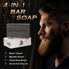 Bossman Men\'s 4-in-1 Bar Soap for Men (4 oz) - Beard Wash, Shampoo, Body Wash & Conditioner Bossman Men\'s 4-in-1 Bar Soap for Men (4 oz) - Beard Wash, Shampoo, Body Wash & Conditioner