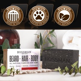 Bossman Men\'s 4-in-1 Bar Soap for Men (4 oz) - Beard Wash, Shampoo, Body Wash & Conditioner Bossman Men\'s 4-in-1 Bar Soap for Men (4 oz) - Beard Wash, Shampoo, Body Wash & Conditioner