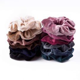 12 Pack Velvet Hair Scrunchies Scrunchy Hair Ties Elastic Hair Bands Ropes Scrunchie for Women or Girls Hair Accessories (12 Colors)