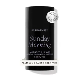Each & Every Aluminum Free Deodorant for Women & Men, Lavender & Lemon - All Natural Deodorant for Sensitive Skin, EWG Verified - Clean, Baking Soda-Free, Plant-Based Fragrance - 2.5oz