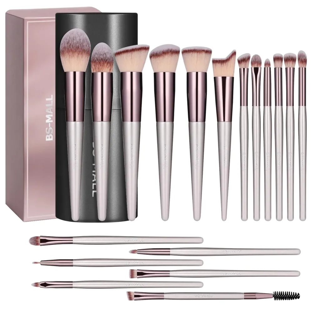 BS-MALL Makeup Brush Set 18 Pcs Premium Synthetic Foundation Powder Concealers Eye shadows Blush Makeup Brushes with black case BS-MALL Makeup Brush Set 18 Pcs Premium Synthetic Foundation Powder Concealers Eye shadows Blush Makeup Brushes with black case