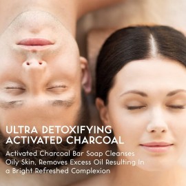 O NATURALS 100% Natural Bar Soap - Gift Set - Organic Ingredients & Essential Oils - Spa Gifts for Women & Men, Body Wash & Face Soap - 3PC Charcoal Soap