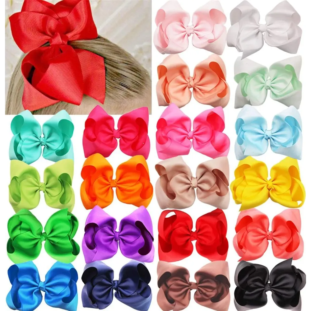 DeD 20 Pcs 8 Hair Bows Clips Boutique Grosgrain Ribbon Big Large Bows Alligator Hair Accessories For Baby Girls Teens Kids DeD 20 Pcs 8 Hair Bows Clips Boutique Grosgrain Ribbon Big Large Bows Alligator Hair Accessories For Baby Girls Teens Kids