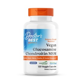 Doctor\'s Best Vegan Glucosamine Chondroitin MSM, Joint Health, Hair, Skin & Nails, Capsule,120 count