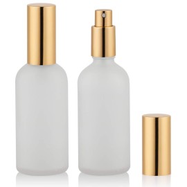 Glass Spray Bottle 3.4oz, Empty Frosted Perfume Atomizer, Fine Mist Spray,Gold Sprayer (2 PACK) Glass Spray Bottle 3.4oz, Empty Frosted Perfume Atomizer, Fine Mist Spray,Gold Sprayer (2 PACK)