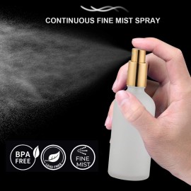 Glass Spray Bottle 3.4oz, Empty Frosted Perfume Atomizer, Fine Mist Spray,Gold Sprayer (2 PACK) Glass Spray Bottle 3.4oz, Empty Frosted Perfume Atomizer, Fine Mist Spray,Gold Sprayer (2 PACK)