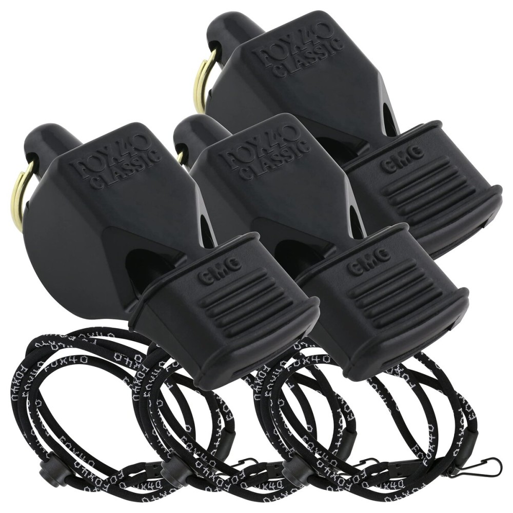 Fox 40 Classic CMG w/Breakaway Lanyard 3 Pack (Black) Pealess, 100dB, Coaching, Lifeguarding, Dog Training Whistle Fox 40 Classic CMG w/Breakaway Lanyard 3 Pack (Black) Pealess, 100dB, Coaching, Lifeguarding, Dog Training Whistle