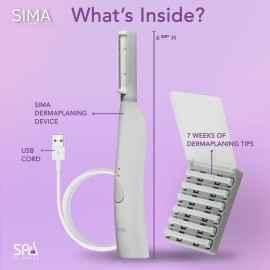 SPA SCIENCES - SIMA Patented Dermaplane Razor for Women Face - Painless 2-in-1 Facial Exfoliation & Peach Fuzz Hair Removal - Anti-Aging - 3 Speeds - Rechargeable - 7 Weeks Treatment SPA SCIENCES - SIMA Patented Dermaplane Razor for Women Face - Painless 2-in-1 Facial Exfoliation & Peach Fuzz Hair Removal - Anti-Aging - 3 Speeds - Rechargeable - 7 Weeks Treatment