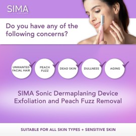 SPA SCIENCES - SIMA Patented Dermaplane Razor for Women Face - Painless 2-in-1 Facial Exfoliation & Peach Fuzz Hair Removal - Anti-Aging - 3 Speeds - Rechargeable - 7 Weeks Treatment SPA SCIENCES - SIMA Patented Dermaplane Razor for Women Face - Painless 2-in-1 Facial Exfoliation & Peach Fuzz Hair Removal - Anti-Aging - 3 Speeds - Rechargeable - 7 Weeks Treatment