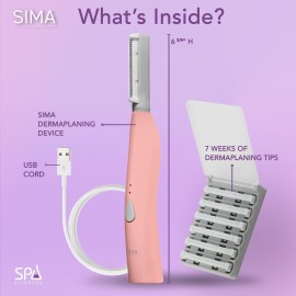 SPA SCIENCES - SIMA Patented Dermaplane Razor for Women Face - Painless 2-in-1 Facial Exfoliation & Peach Fuzz Hair Removal - Anti-Aging - 3 Speeds - Rechargeable - 7 Weeks Treatment SPA SCIENCES - SIMA Patented Dermaplane Razor for Women Face - Painless 2-in-1 Facial Exfoliation & Peach Fuzz Hair Removal - Anti-Aging - 3 Speeds - Rechargeable - 7 Weeks Treatment