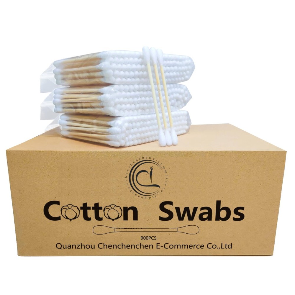 Cotton Swabs with Wooden Sticks/Double Tipped Natural Bamboo Cotton Buds 900pcs Cotton Swabs with Wooden Sticks/Double Tipped Natural Bamboo Cotton Buds 900pcs