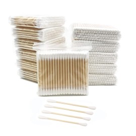 Cotton Swabs with Wooden Sticks/Double Tipped Natural Bamboo Cotton Buds 900pcs Cotton Swabs with Wooden Sticks/Double Tipped Natural Bamboo Cotton Buds 900pcs