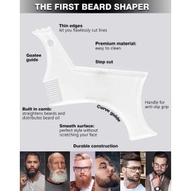 Beard Shaping & Styling Tool With Comb for Perfect line up & Edging For Men\'s Jaw Cheek/Neck Line, Symmetric/Curve/Step Cut Works with Any Beard Razor Electric Trimmers or Clippers (Clear-1pcs) Beard Shaping & Styling Tool With Comb for Perfect line up & Edging For Men\'s Jaw Cheek/Neck Line, Symmetric/Curve/Step Cut Works with Any Beard Razor Electric Trimmers or Clippers (Clear-1pcs)