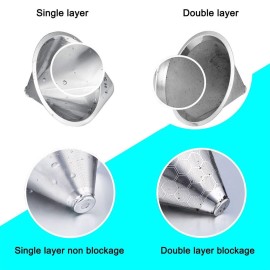 LHS Pour Over Coffee Dripper Stainless Steel Coffee Filter Metal Cone Filter Paperless Reusable Coffee Filter Single Cup Coffee Maker 1-2 Cup With Non-slip Cup Stand and Cleaning Brush LHS Pour Over Coffee Dripper Stainless Steel Coffee Filter Metal Cone Filter Paperless Reusable Coffee Filter Single Cup Coffee Maker 1-2 Cup With Non-slip Cup Stand and Cleaning Brush