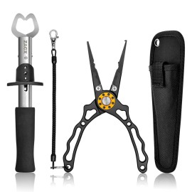 ZACX Fish Lip Gripper Pliers - Upgraded Muti-Function Hook Remover and Split Ring Pliers for Fly Fishing, Ice Fishing, Fishing Gear - Gift for Men (Package B) ZACX Fish Lip Gripper Pliers - Upgraded Muti-Function Hook Remover and Split Ring Pliers for Fly Fishing, Ice Fishing, Fishing Gear - Gift for Men (Package B)