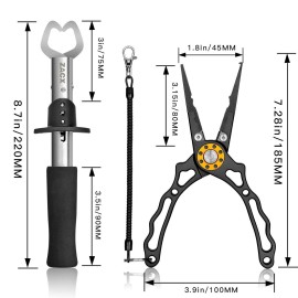 ZACX Fish Lip Gripper Pliers - Upgraded Muti-Function Hook Remover and Split Ring Pliers for Fly Fishing, Ice Fishing, Fishing Gear - Gift for Men (Package B) ZACX Fish Lip Gripper Pliers - Upgraded Muti-Function Hook Remover and Split Ring Pliers for Fly Fishing, Ice Fishing, Fishing Gear - Gift for Men (Package B)