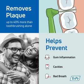 TEPE Interdental Brush Angle, Angled Dental Brush for Teeth Cleaning, Pack of 6, 0.8 mm, Large Gaps, Green, Size 5 TEPE Interdental Brush Angle, Angled Dental Brush for Teeth Cleaning, Pack of 6, 0.8 mm, Large Gaps, Green, Size 5