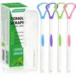 Tongue Scraper Cleaner 100% BPA Free Tongue Scrapers with Travel Handy Case for Adults, Kids, Healthy Oral Care, Easy to Use, Help Fight Bad Breath (4 PACK)