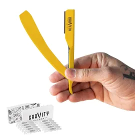 Professional Straight Razor - Ultra Exposed Straight Razor Kit with 10 Gravity Premium Blades, 2mm Exposed (The OG)