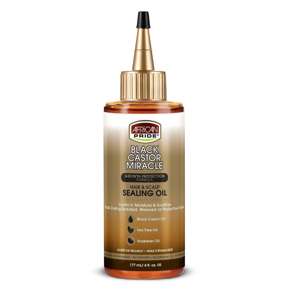 African Pride Black Castor Miracle Hair & Scalp Sealing Oil - Locks in Moisture & Soothes, Contains Black Castor/Tea Tree/Soybean Oil, 6 oz African Pride Black Castor Miracle Hair & Scalp Sealing Oil - Locks in Moisture & Soothes, Contains Black Castor/Tea Tree/Soybean Oil, 6 oz