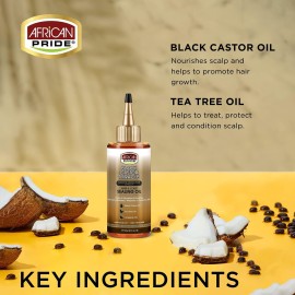 African Pride Black Castor Miracle Hair & Scalp Sealing Oil - Locks in Moisture & Soothes, Contains Black Castor/Tea Tree/Soybean Oil, 6 oz African Pride Black Castor Miracle Hair & Scalp Sealing Oil - Locks in Moisture & Soothes, Contains Black Castor/Tea Tree/Soybean Oil, 6 oz
