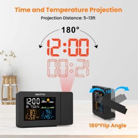 SMARTRO SC91 Projection Alarm Clock for Bedrooms with Weather Station, Wireless Indoor Outdoor Thermometer, Temperature Humidity Monitor Gauge Hygrometer SMARTRO SC91 Projection Alarm Clock for Bedrooms with Weather Station, Wireless Indoor Outdoor Thermometer, Temperature Humidity Monitor Gauge Hygrometer