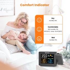 SMARTRO SC91 Projection Alarm Clock for Bedrooms with Weather Station, Wireless Indoor Outdoor Thermometer, Temperature Humidity Monitor Gauge Hygrometer SMARTRO SC91 Projection Alarm Clock for Bedrooms with Weather Station, Wireless Indoor Outdoor Thermometer, Temperature Humidity Monitor Gauge Hygrometer