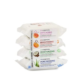 Spascriptions Anti-Aging, Brightening, Moisturizing & Pore Refining Towelettes Removes Waterproof Makeup, Revives with Collagen, Vitamin C, Coconut Oil, and Aloe Hypoallergenic, 120 Ct. 4 Pack