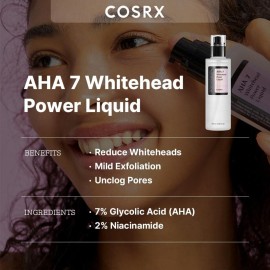 COSRX 7% Glycolic Acid Whitehead Removing Power Liquid, 3.38 fl.oz, AHA Exfoliant, Exfoliating Toner for Face & Body, Pore Minimizer, Korean Skin Care COSRX 7% Glycolic Acid Whitehead Removing Power Liquid, 3.38 fl.oz, AHA Exfoliant, Exfoliating Toner for Face & Body, Pore Minimizer, Korean Skin Care