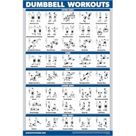 Palace Learning Dumbbell Workout Exercise Poster - Free Weight Body Building Guide | Home Gym Chart - LAMINATED, 18 x 24
