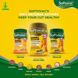 Softovac Bowel Regulator 250g - 100% Natural Actives: High Fiber Formula enriched with Sonamukhi, Harad, Mulethi, Saunf etc.