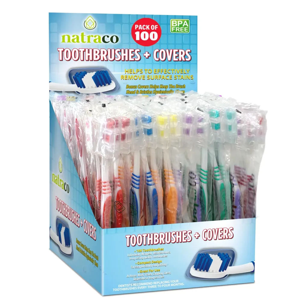 natraco Bulk Toothbrush Pack with Covers | Premium Quality Individually Wrapped Colorful Tooth Brushes | Medium Soft Bristles for Travel, Donations, Hotels (100) natraco Bulk Toothbrush Pack with Covers | Premium Quality Individually Wrapped Colorful Tooth Brushes | Medium Soft Bristles for Travel, Donations, Hotels (100)