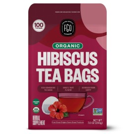 FGO Organic Hibiscus Tea, 100 Count, Eco-Conscious Tea Bags, Caffeine Free, Packaging May Vary (Pack of 1) FGO Organic Hibiscus Tea, 100 Count, Eco-Conscious Tea Bags, Caffeine Free, Packaging May Vary (Pack of 1)