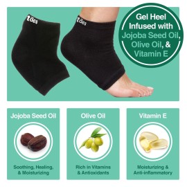 ZenToes Moisturizing Socks for Cracked Heel Treatment - Vitamin E, Olive Oil and Jojoba Oil Infused Heel Socks to Soften and Hydrate (Cotton Black, Regular) ZenToes Moisturizing Socks for Cracked Heel Treatment - Vitamin E, Olive Oil and Jojoba Oil Infused Heel Socks to Soften and Hydrate (Cotton Black, Regular)