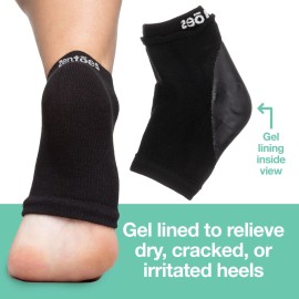 ZenToes Moisturizing Socks for Cracked Heel Treatment - Vitamin E, Olive Oil and Jojoba Oil Infused Heel Socks to Soften and Hydrate (Cotton Black, Regular) ZenToes Moisturizing Socks for Cracked Heel Treatment - Vitamin E, Olive Oil and Jojoba Oil Infused Heel Socks to Soften and Hydrate (Cotton Black, Regular)