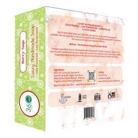 360Feel Berry Sage Soap - Made in USA - Castile Handmade, All-Natural, Cold Processed - Infused with Berry Sage for Refreshing Cleanse, Gentle Moisturizing Care, and Rich Creamy Lather - 5 oz 360Feel Berry Sage Soap - Made in USA - Castile Handmade, All-Natural, Cold Processed - Infused with Berry Sage for Refreshing Cleanse, Gentle Moisturizing Care, and Rich Creamy Lather - 5 oz