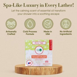 360Feel Berry Sage Soap - Made in USA - Castile Handmade, All-Natural, Cold Processed - Infused with Berry Sage for Refreshing Cleanse, Gentle Moisturizing Care, and Rich Creamy Lather - 5 oz 360Feel Berry Sage Soap - Made in USA - Castile Handmade, All-Natural, Cold Processed - Infused with Berry Sage for Refreshing Cleanse, Gentle Moisturizing Care, and Rich Creamy Lather - 5 oz
