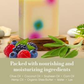 360Feel Berry Sage Soap - Made in USA - Castile Handmade, All-Natural, Cold Processed - Infused with Berry Sage for Refreshing Cleanse, Gentle Moisturizing Care, and Rich Creamy Lather - 5 oz 360Feel Berry Sage Soap - Made in USA - Castile Handmade, All-Natural, Cold Processed - Infused with Berry Sage for Refreshing Cleanse, Gentle Moisturizing Care, and Rich Creamy Lather - 5 oz