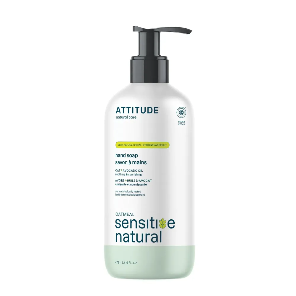 ATTITUDE Hand Soap for Sensitive Skin with Oat and Avocado Oil, EWG Verified, Dermatologically Tested, Vegan, 16 Fl Oz ATTITUDE Hand Soap for Sensitive Skin with Oat and Avocado Oil, EWG Verified, Dermatologically Tested, Vegan, 16 Fl Oz