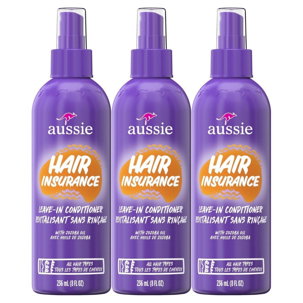 Aussie Hair Insurance Leave-In Conditioner Spray, Frizz Control, Softening with Jojoba & Sea Kelp, Moisturizing Treatment for All Hair Types, Juicy Citrus, 8 Fl Oz Each, Triple Pack Aussie Hair Insurance Leave-In Conditioner Spray, Frizz Control, Softening with Jojoba & Sea Kelp, Moisturizing Treatment for All Hair Types, Juicy Citrus, 8 Fl Oz Each, Triple Pack