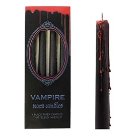 something different Vampire Tears Black Candles - Set of 4 Bleeding Candles - Gothic Rituals Halloween