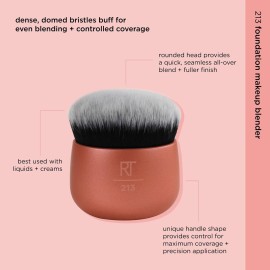 Real Techniques Foundation Makeup Blender, Kabuki Brush For Face or Body Makeup, Works With Liquid or Cream Foundation, No Handle, Blend & Buff Makeup, Dense Synthetic Bristles, 1 Count
