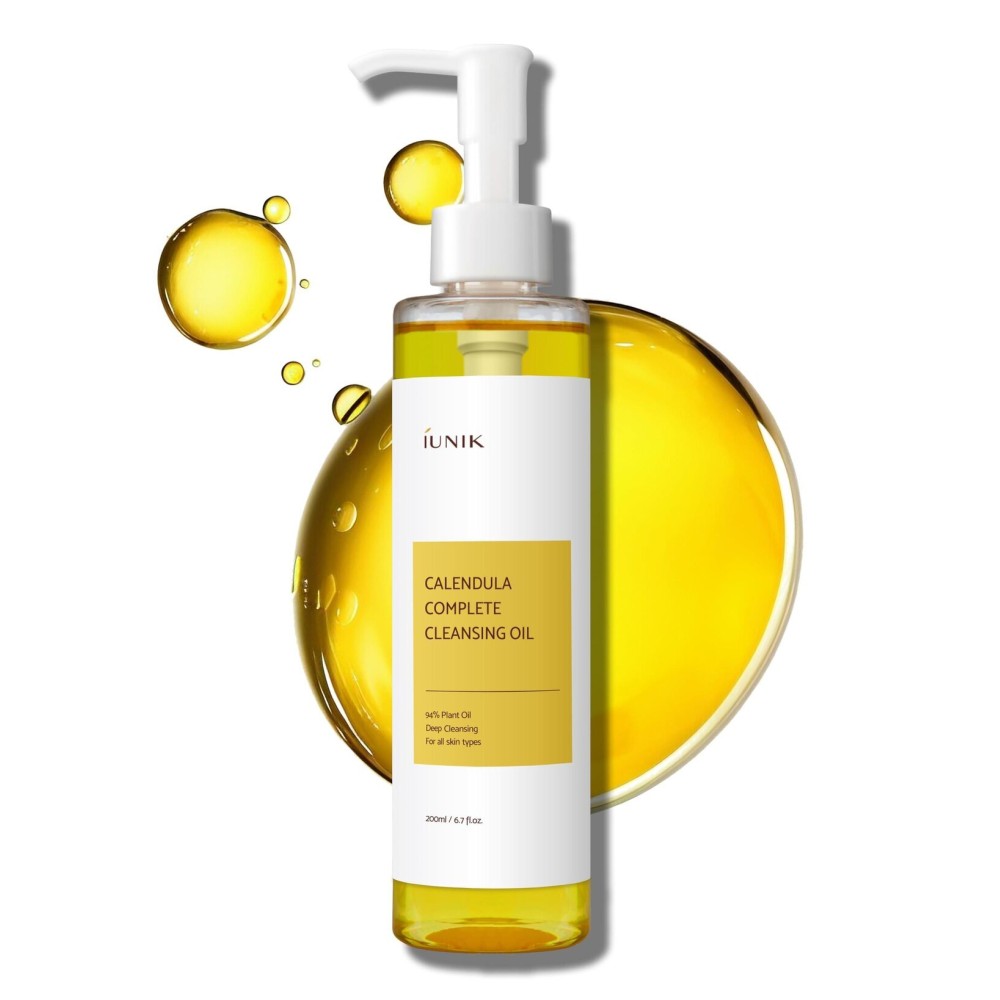 IUNIK Calendula & Jojoba Oil-Infused Vegan Cleansing Oil - Gentle Blackhead Melting & Makeup Remover Facial Cleanser w/ 94% Plant-based Oils Korean Skincare IUNIK Calendula & Jojoba Oil-Infused Vegan Cleansing Oil - Gentle Blackhead Melting & Makeup Remover Facial Cleanser w/ 94% Plant-based Oils Korean Skincare