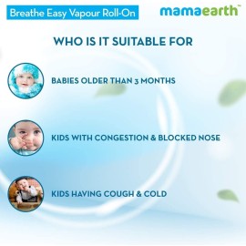 MAMAEARTH Breathe Easy Vapor Baby Roll On | Gentle Chest & Back Rub with Wintergreen & Eucalyptus | Helps Relieve Cold & Nasal Congestion | No Petroleum 1.35 Fl Oz/40ml (3month+) MAMAEARTH Breathe Easy Vapor Baby Roll On | Gentle Chest & Back Rub with Wintergreen & Eucalyptus | Helps Relieve Cold & Nasal Congestion | No Petroleum 1.35 Fl Oz/40ml (3month+)