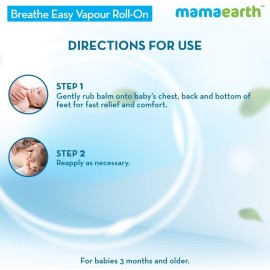 MAMAEARTH Breathe Easy Vapor Baby Roll On | Gentle Chest & Back Rub with Wintergreen & Eucalyptus | Helps Relieve Cold & Nasal Congestion | No Petroleum 1.35 Fl Oz/40ml (3month+) MAMAEARTH Breathe Easy Vapor Baby Roll On | Gentle Chest & Back Rub with Wintergreen & Eucalyptus | Helps Relieve Cold & Nasal Congestion | No Petroleum 1.35 Fl Oz/40ml (3month+)
