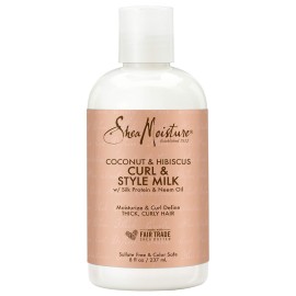 SheaMoisture Fair Trade Sulfate Free Coconut Hibiscus Curl & Style Milk with Silk Protein & Neem Oil For Thick, Defined, Curly Hair 8 oz SheaMoisture Fair Trade Sulfate Free Coconut Hibiscus Curl & Style Milk with Silk Protein & Neem Oil For Thick, Defined, Curly Hair 8 oz