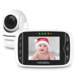 HelloBaby Video Baby Monitor with Remote Camera Pan-Tilt-Zoom, 3.2\'\' Color LCD Screen, Infrared Night Vision, Temperature Display, Lullaby, Two Way Audio
